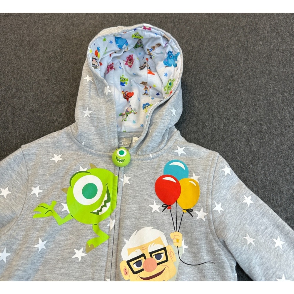 Disney 100 Pixar Monster Up Hoodie Jacket Gray Full Zip Hooded Boy's Size 5 EUC - Picture 5 of 16